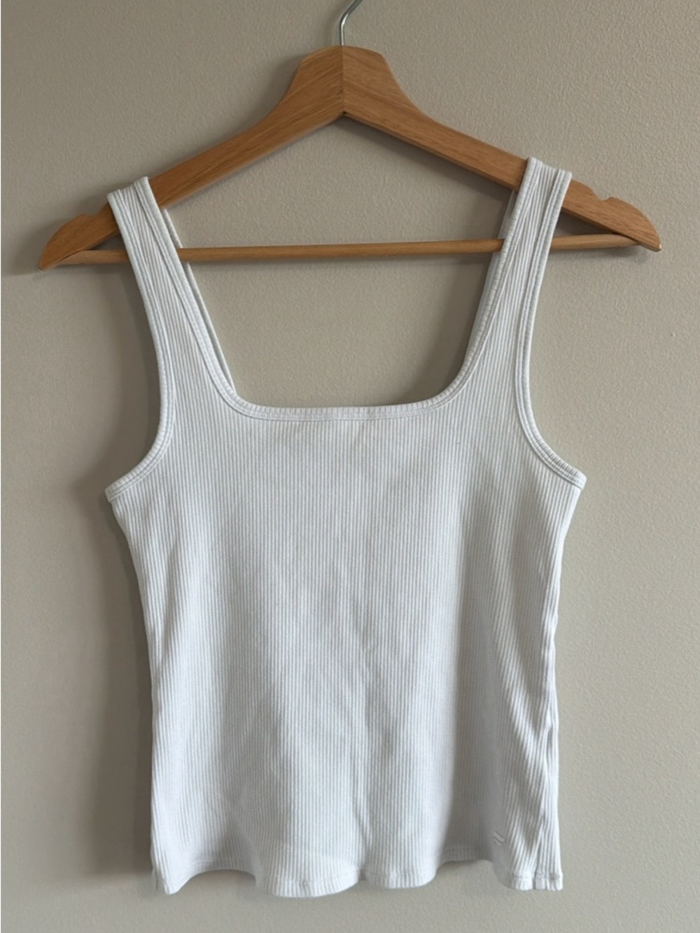 Fabletics White Ribbed Square Neck Tank